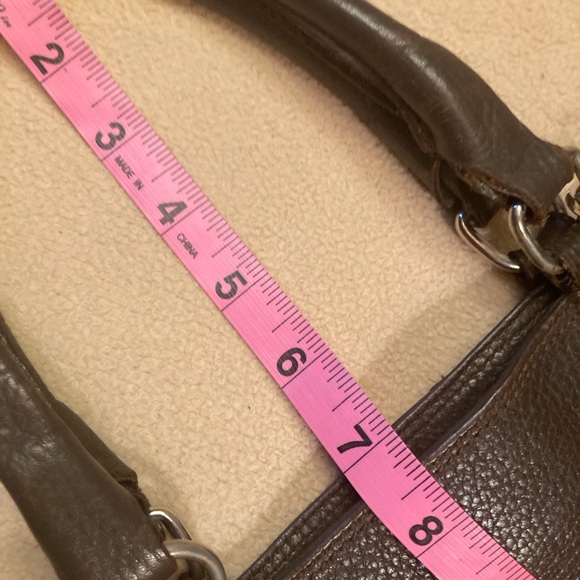 J. Crew Italian soft pebbled  chocolate leather tote bag with strap and pocket - Picture 13 of 16